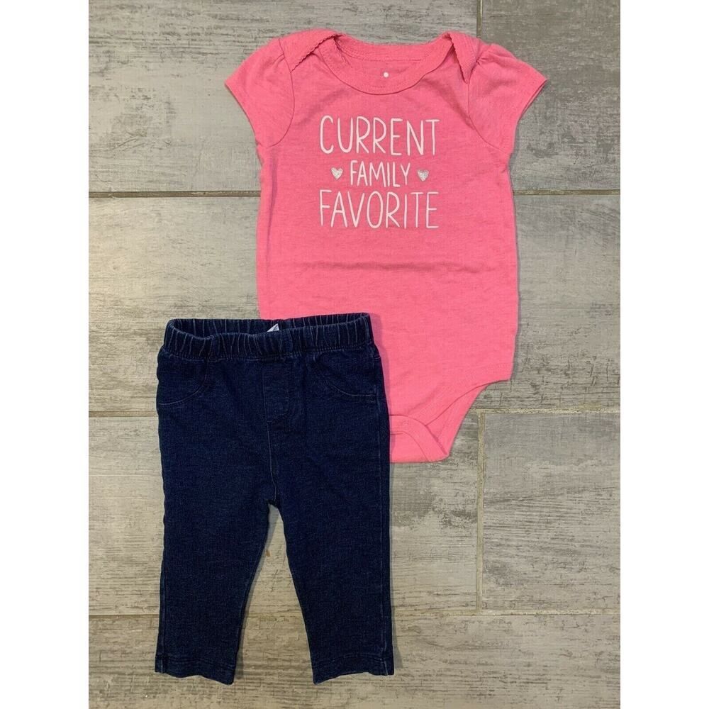 CIRCO Baby Girl Bodysuit Romper One Piece & Pants Jeggings Outfit Set Pink 3-6M